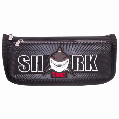 Пенал ЮНЛАНДИЯ, 2 отделения, полиэстер, "Shark", черный, 21х6х9 см, Пенал ЮНЛАНДИЯ, 2 отделения, полиэстер, "Shark", черный, 21х6х9 см,