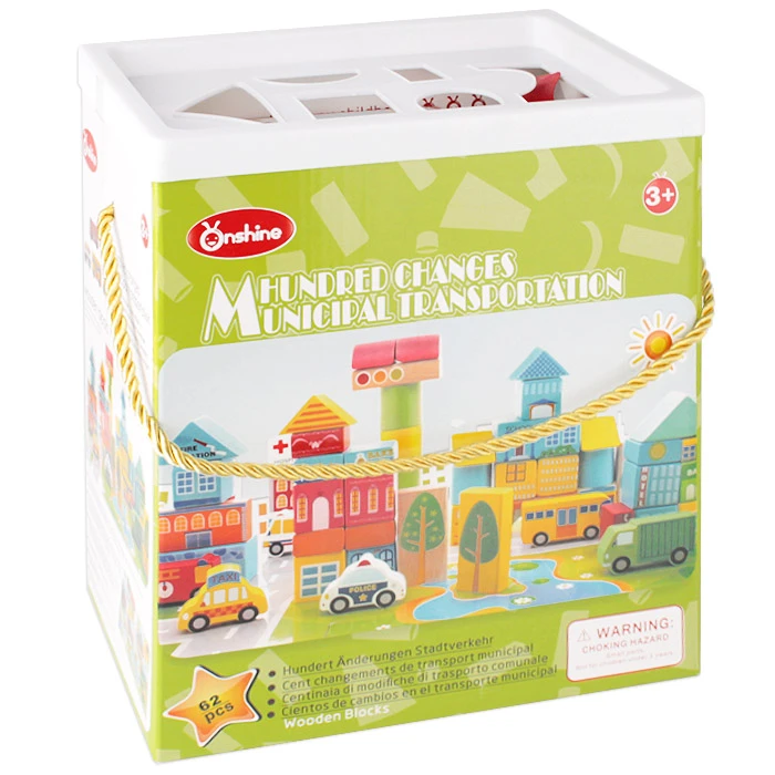 Конструктор-блоки "Городской транспорт" 62 детали (дерево)