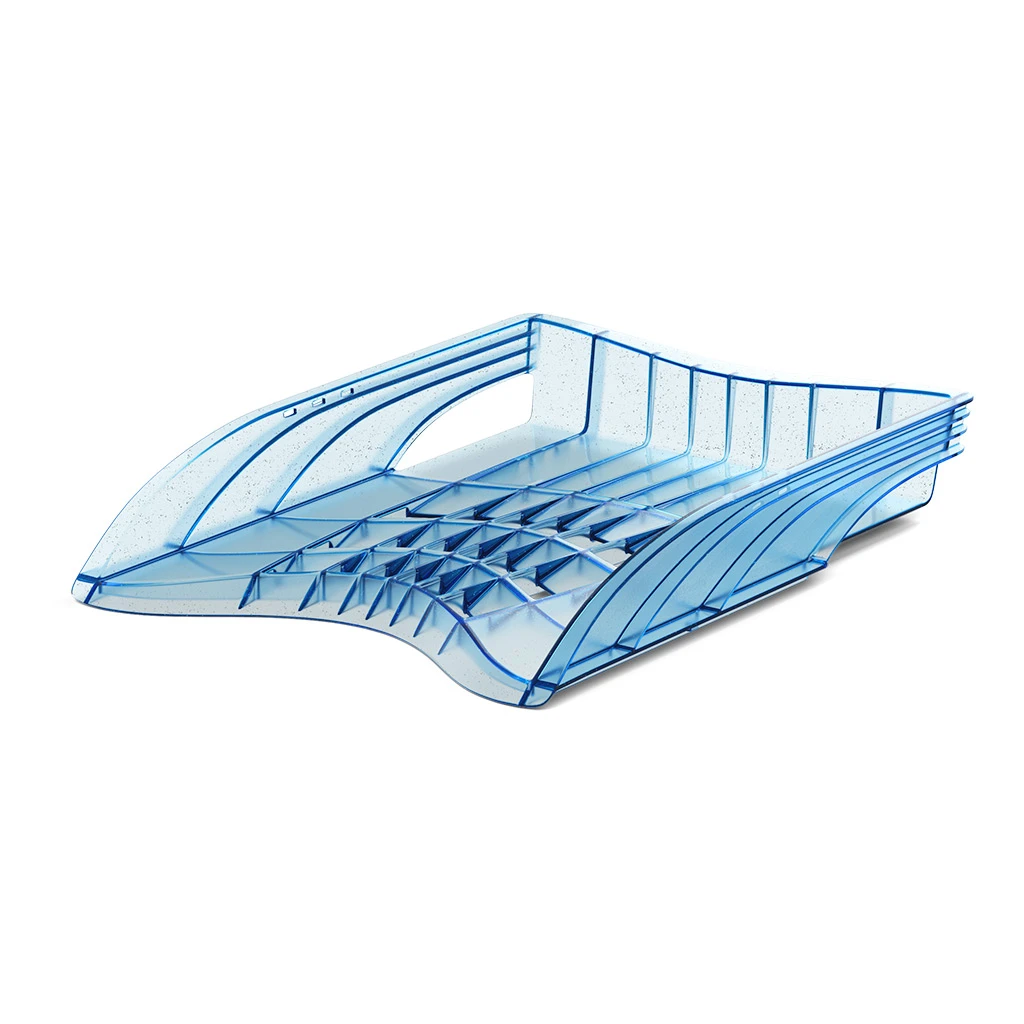 Лоток для бумаг пластиковый ErichKrause® S-Wing, Glitter, голубой