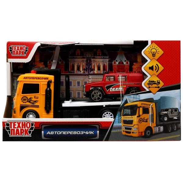 Машина пластик свет-звук автоперевозчик 20 см, подв. дет., ин, в