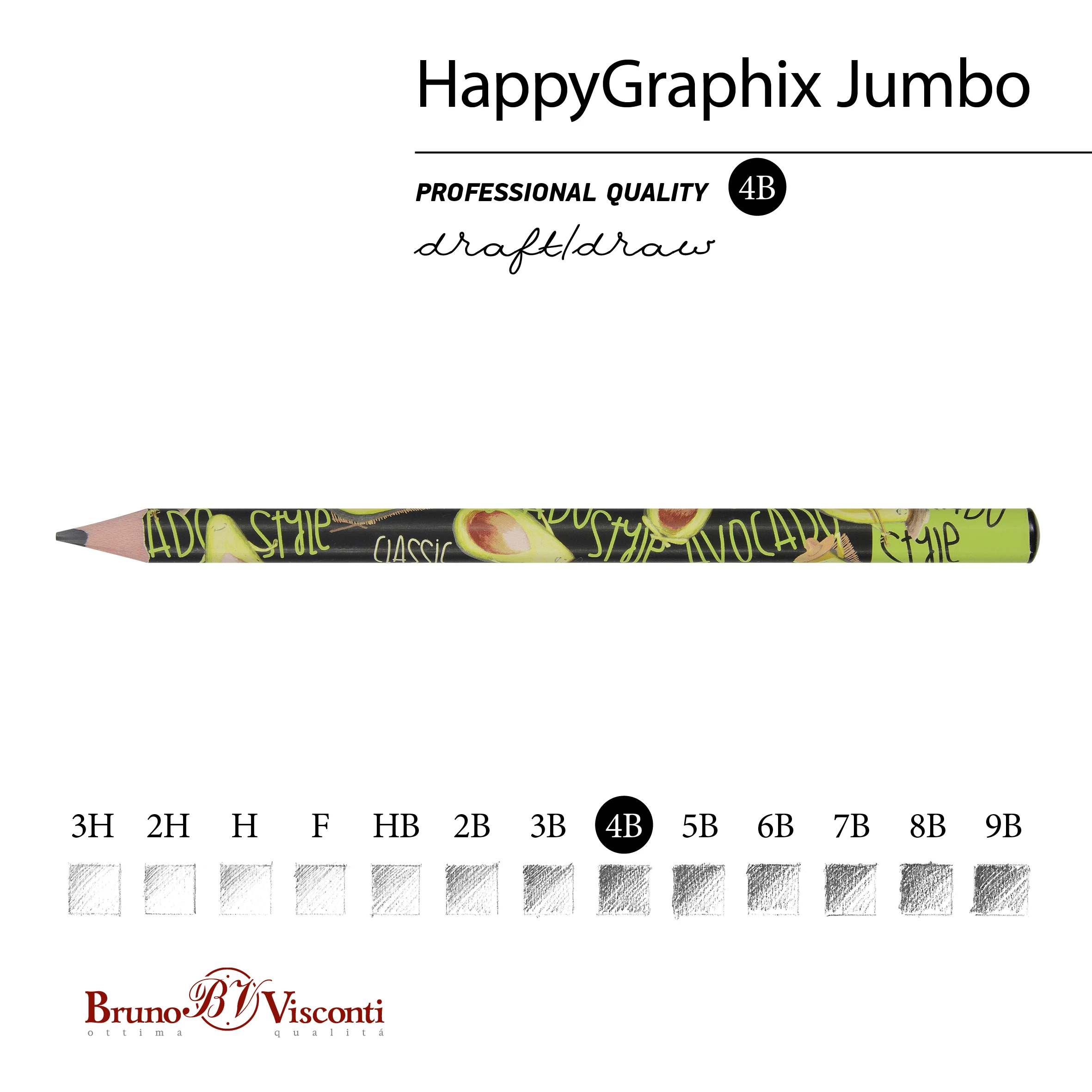 КАРАНДАШ ЧЕРНОГРАФИТОВЫЙ "HappyGraphix Jumbo. Avocado style. Rock КАРАНДАШ ЧЕРНОГРАФИТОВЫЙ "HappyGraphix Jumbo. Avocado style. Rock