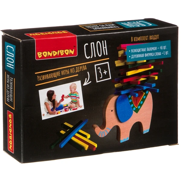 Развивающие игры из дерева Bondibon Игра-баланс «СЛОН». ВВ4194
