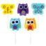 Свечи фигурные для торта на шпажках "Совы и бабочки", 5 шт.,