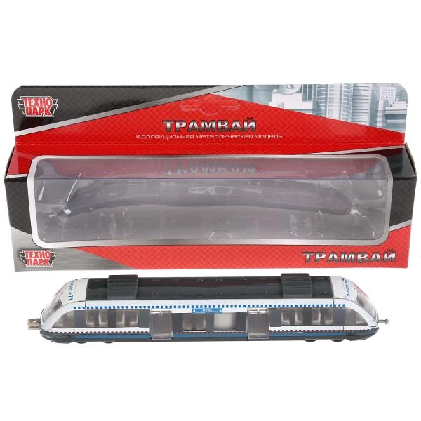 Машина металл ТРАМВАЙ 16,5 см, бел, Технопарк