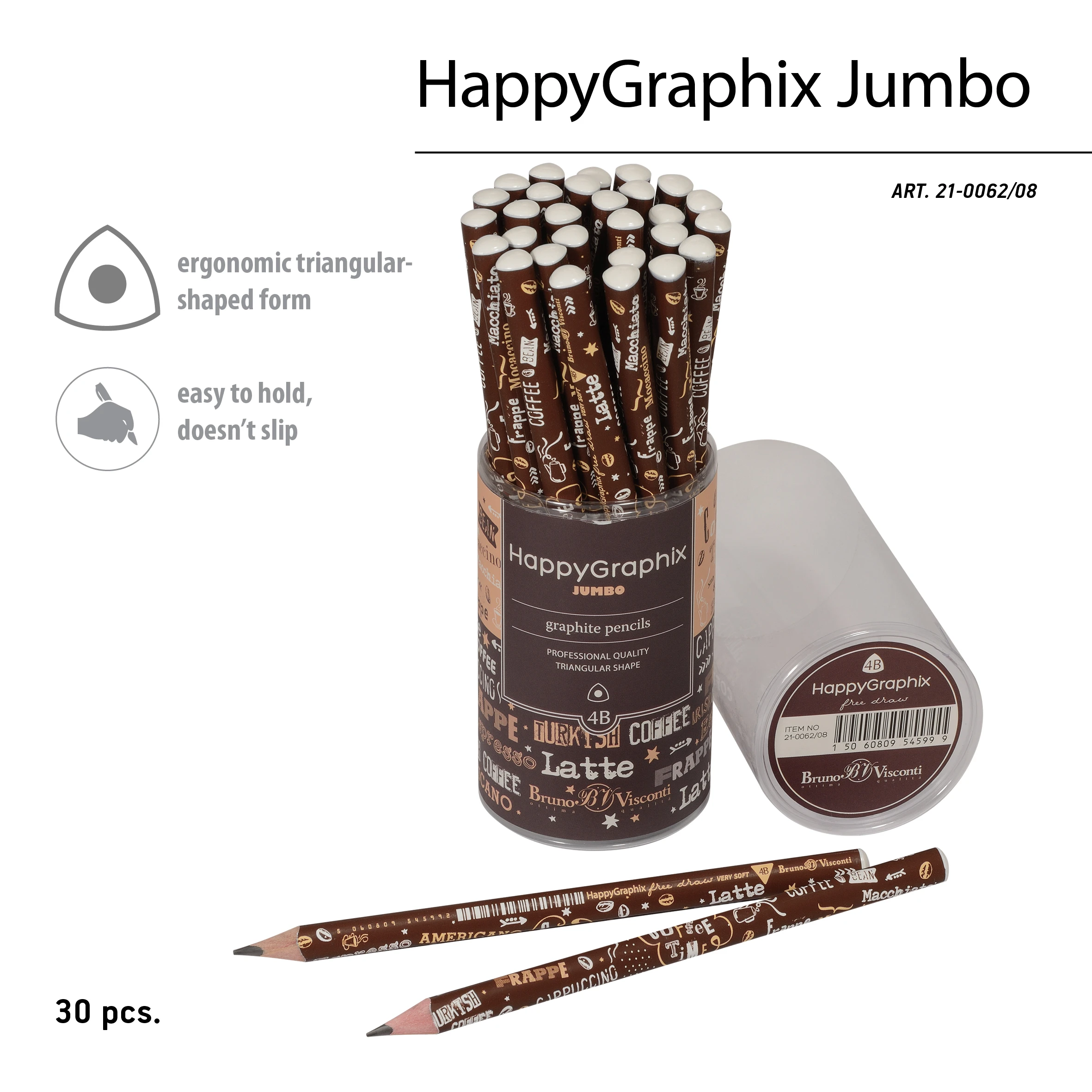 КАРАНДАШ ЧЕРНОГРАФИТОВЫЙ "HappyGraphix Jumbo. Coffee Time. Эспрессо" КАРАНДАШ ЧЕРНОГРАФИТОВЫЙ "HappyGraphix Jumbo. Coffee Time. Эспрессо"