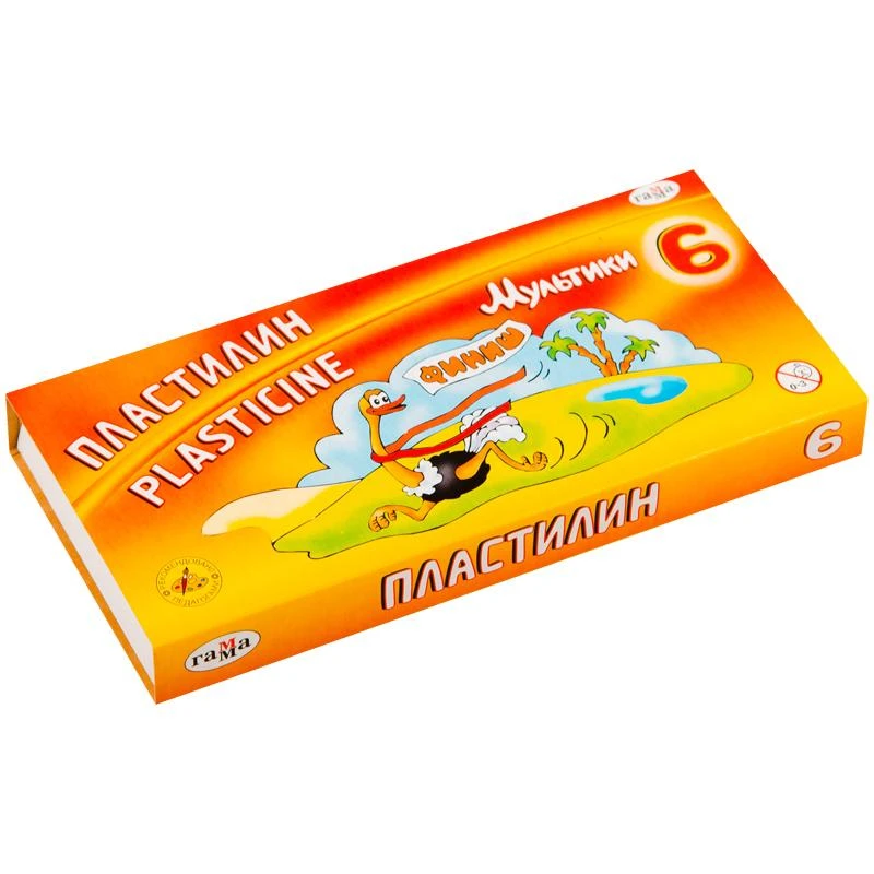 Пластилин Гамма "Мультики", 06 цветов, 120г, со стеком, картон Пластилин Гамма "Мультики", 06 цветов, 120г, со стеком, картон