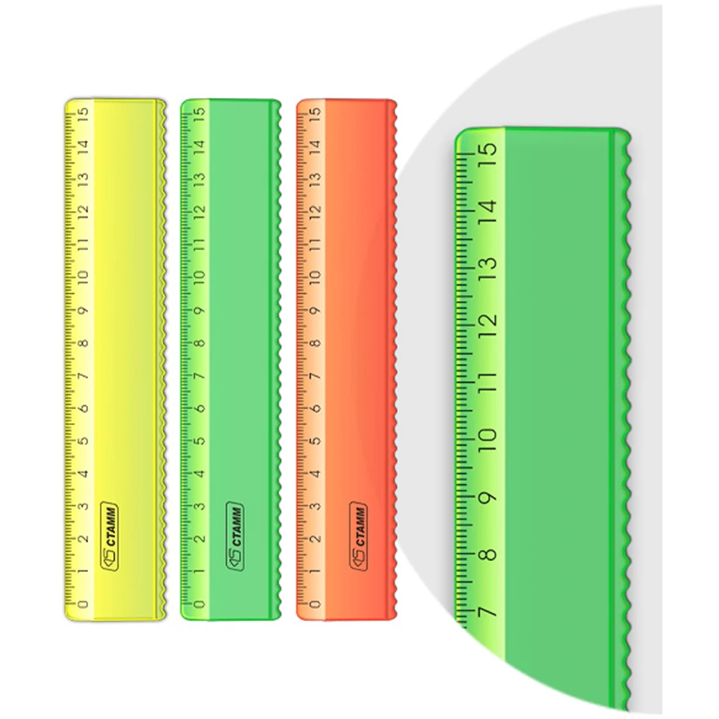 Линейка 15см Стамм "Neon Crystal", пластиковая, с волнистым краем, Линейка 15см Стамм "Neon Crystal", пластиковая, с волнистым краем,