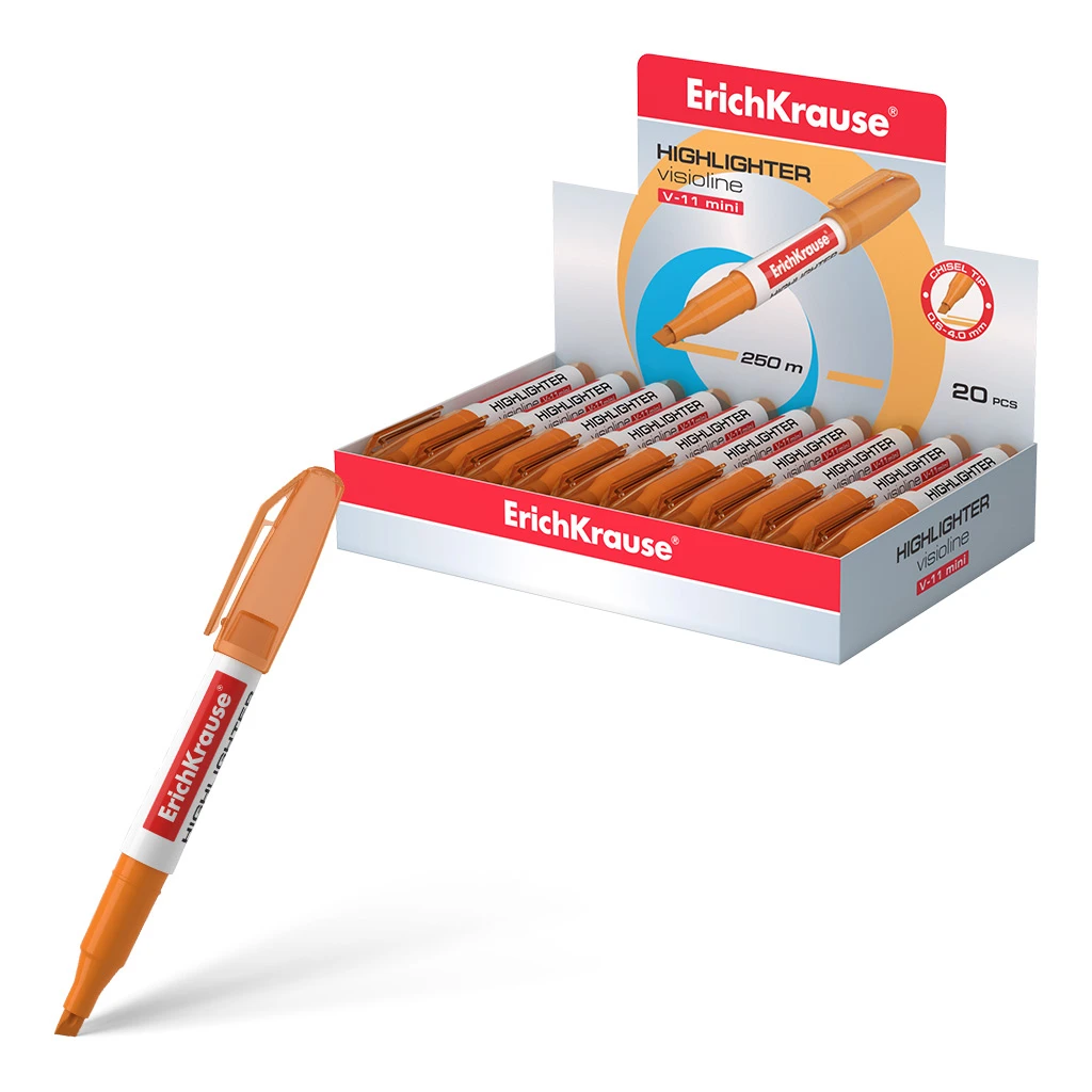 Текстмаркер ErichKrause® Visioline V-11 Mini, цвет чернил оранжевый (в Текстмаркер ErichKrause® Visioline V-11 Mini, цвет чернил оранжевый (в