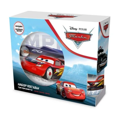 Набор посуды в подарочной упаковке "Тачки" Дизайн 3, 3 предмета,