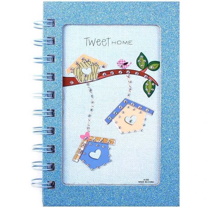 Блокнот 14,5*9,8см 60 листов на спирали "скворечники" со стразами