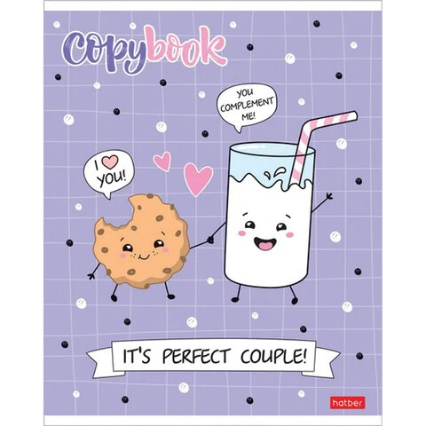 Тетрадь А5, 48 л., HATBER, скоба, клетка, обложка картон, "ПРИШЛА ЕДА"