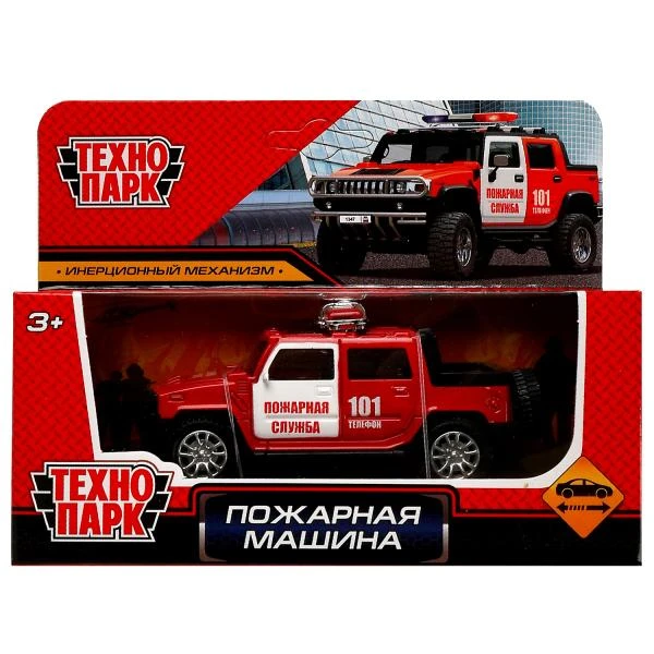 Машина металл ВНЕДОРОЖНИК ПОЖАРНАЯ МАШИНА, 11 см, инерция, Технопарк