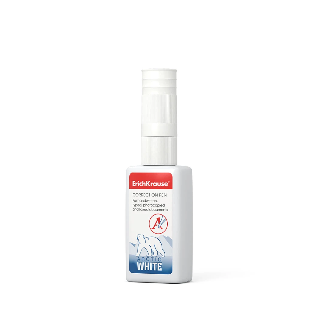 Корректирующая жидкость с пластиковым наконечником ErichKrause® Arctic white,