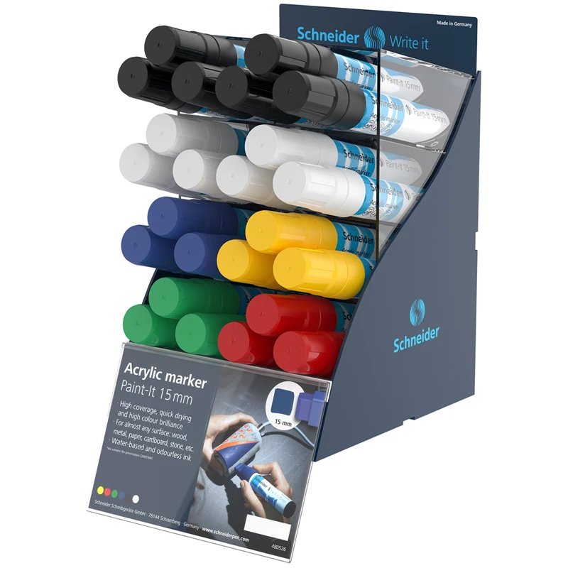 Маркер акриловый Schneider "Paint-It 330" 15мм, прямоугольный,