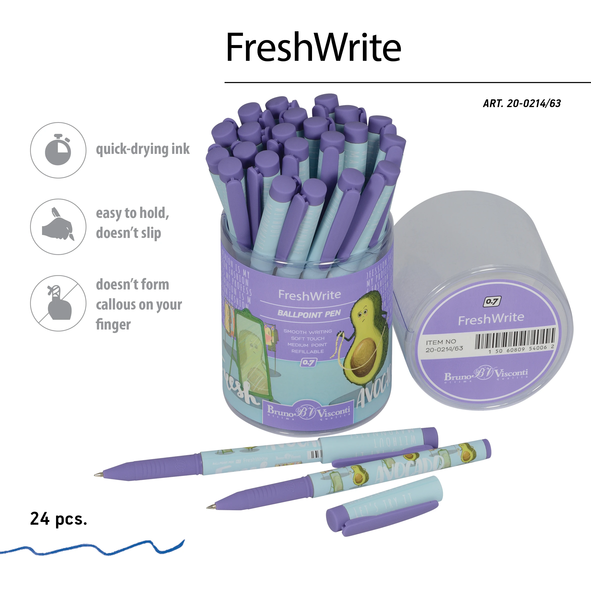 РУЧКА "FreshWrite. Авокадо. Модница" ШАРИКОВАЯ 0.7 ММ, СИНЯЯ РУЧКА "FreshWrite. Авокадо. Модница" ШАРИКОВАЯ 0.7 ММ, СИНЯЯ