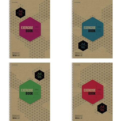 Тетрадь А4 96 л., HATBER, гребень, клетка, обложка крафт, подложка,