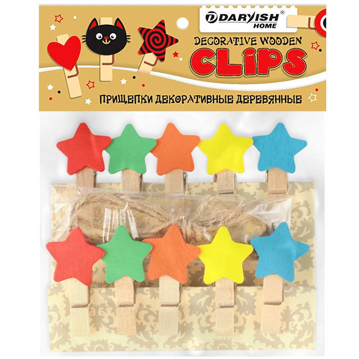 Прищепки декоративные деревянные 10шт/уп "Звездочка" (набор) Прищепки декоративные деревянные 10шт/уп "Звездочка" (набор)