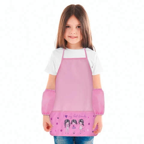 Фартук с нарукавниками BRAUBERG, 45x54 см, 3 кармана, Best friends, 270389 Фартук с нарукавниками BRAUBERG, 45x54 см, 3 кармана, Best friends, 270389
