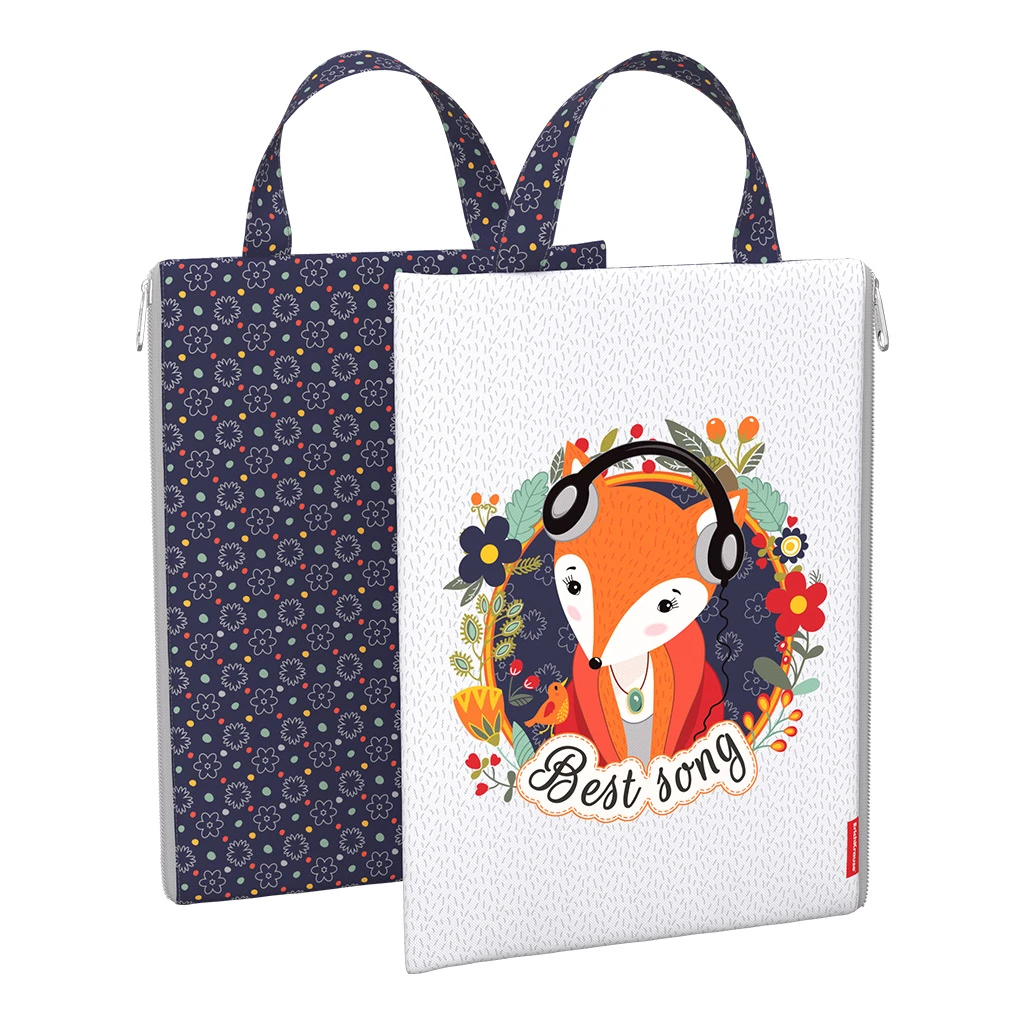 Папка текстильная на молнии, вертикальная ErichKrause® с ручкой Music Fox, А4