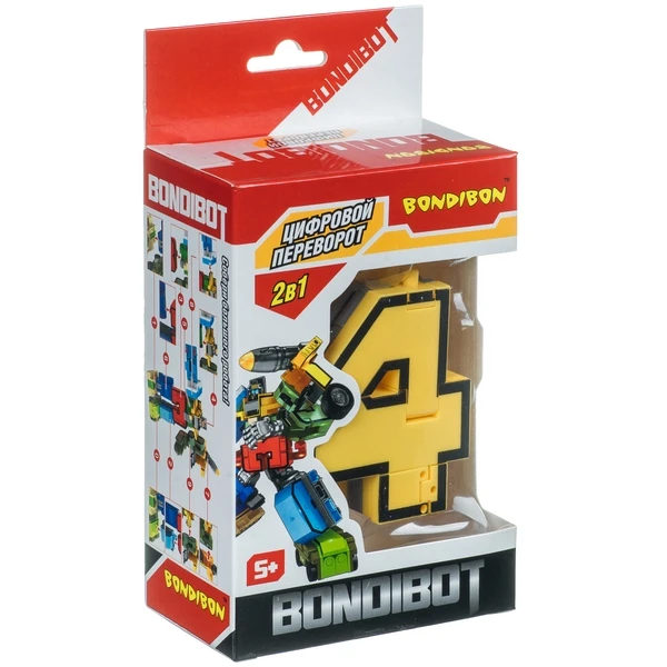 Трансформер 2в1 BONDIBOT Bondibon BOX 10,5?6?15,5 см,  цифра"4",