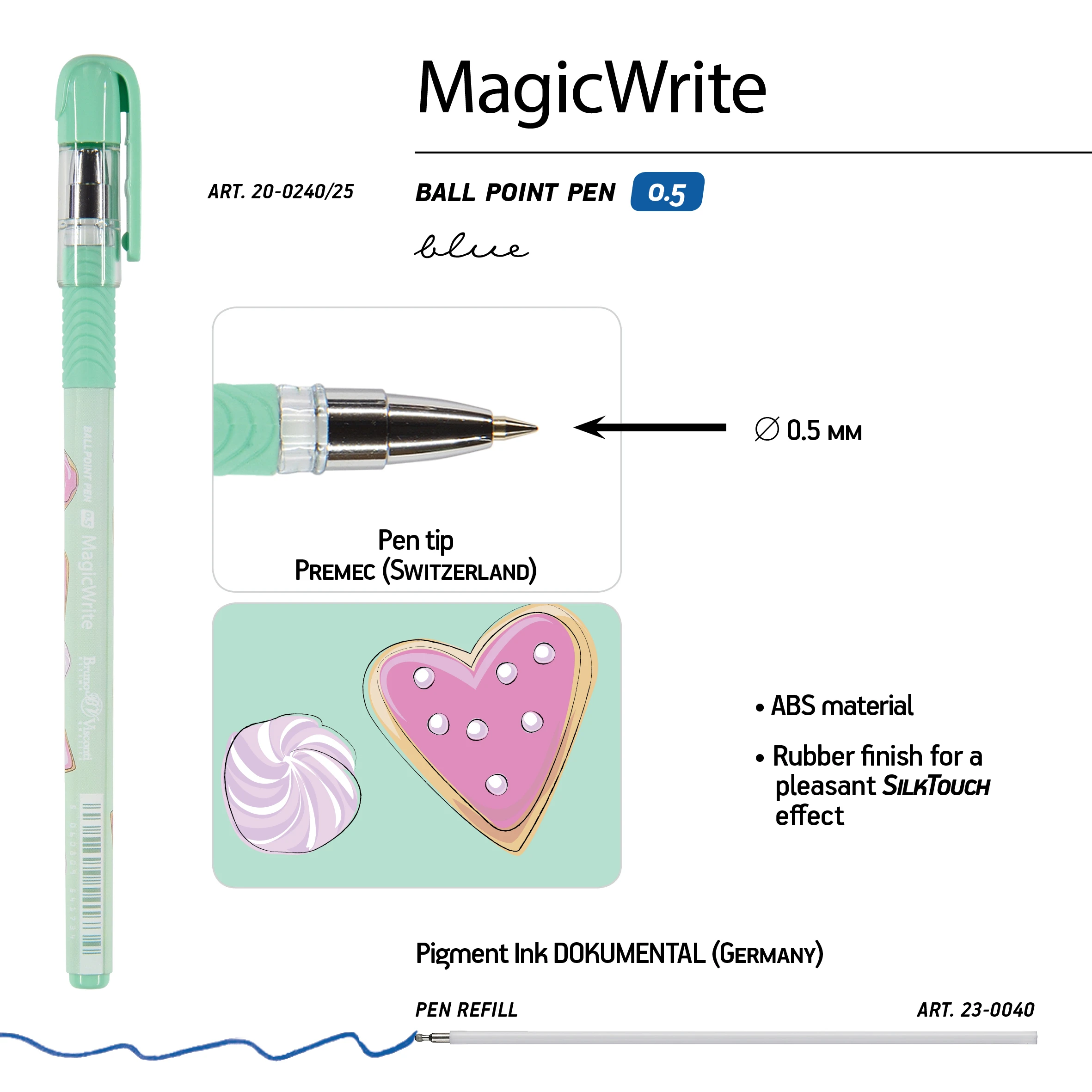 РУЧКА "MagicWrite. Сладкое настроение. Сердечки" ШАРИКОВАЯ, 0.5 ММ, РУЧКА "MagicWrite. Сладкое настроение. Сердечки" ШАРИКОВАЯ, 0.5 ММ,