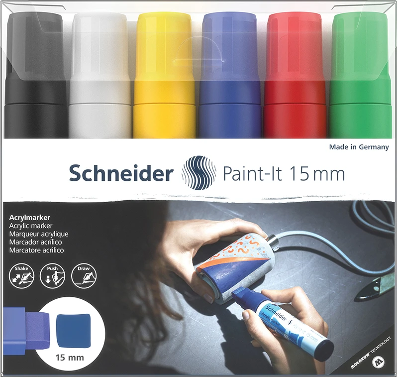 Набор маркеров акриловых Schneider "Paint-it 330", 15мм, ассорти, 6 Набор маркеров акриловых Schneider "Paint-it 330", 15мм, ассорти, 6