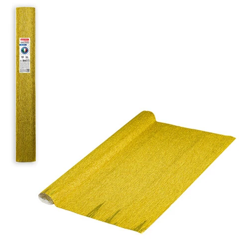 Бумага гофрированная (ИТАЛИЯ) 180 г/м2, желтое золото (801), 50х250 см, BRAUBERG