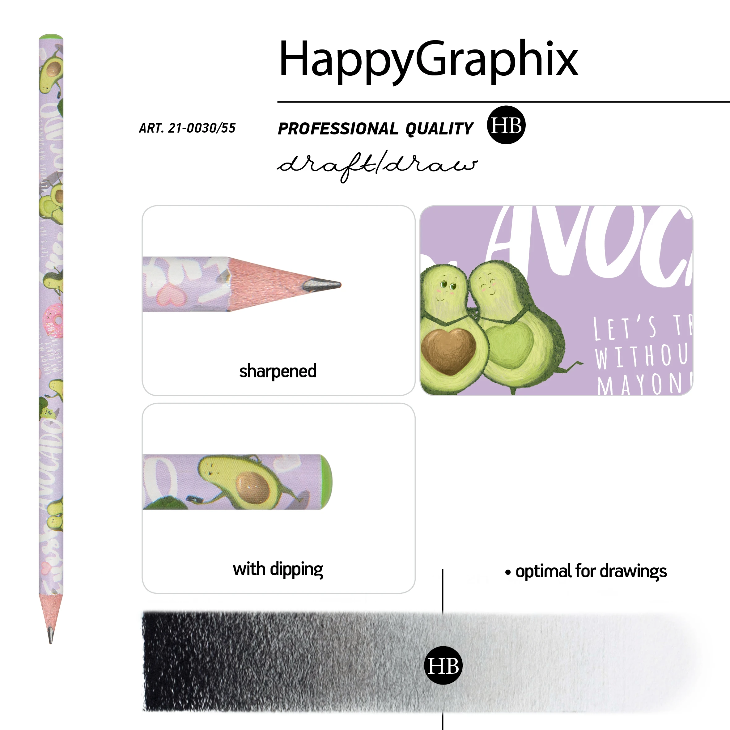 КАРАНДАШ ЧЕРНОГРАФИТОВЫЙ "HappyGraphix. Авокадо. Селфи" НВ КАРАНДАШ ЧЕРНОГРАФИТОВЫЙ "HappyGraphix. Авокадо. Селфи" НВ