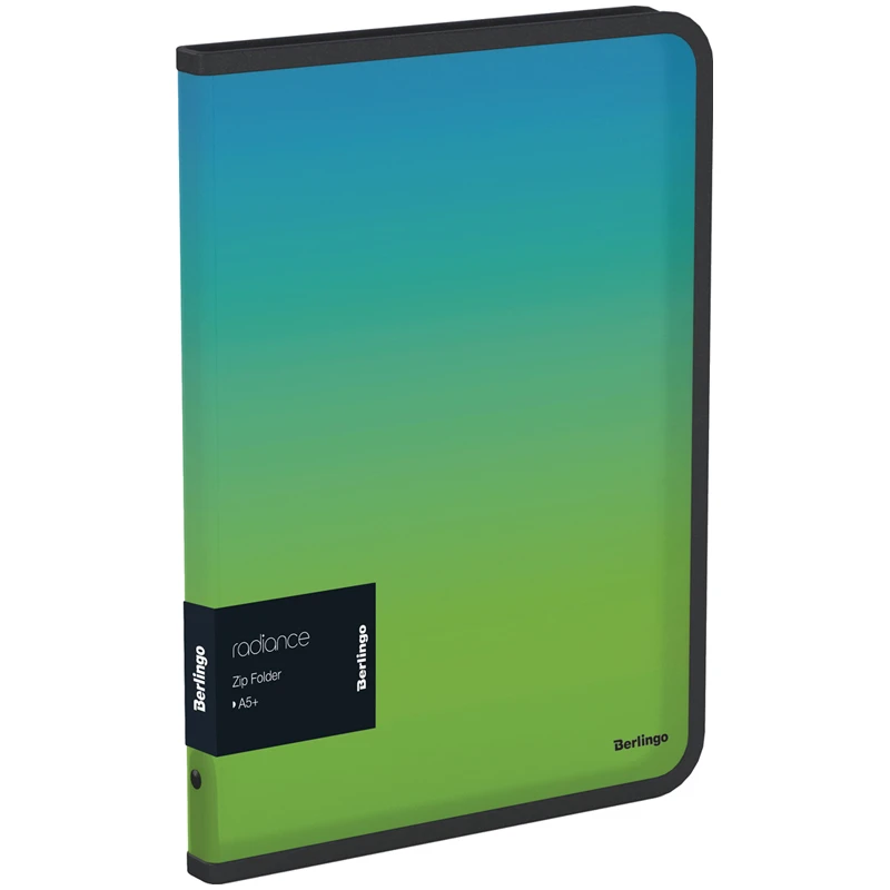 Папка на молнии Berlingo "Radiance" А5+, 600мкм, голубой/зеленый