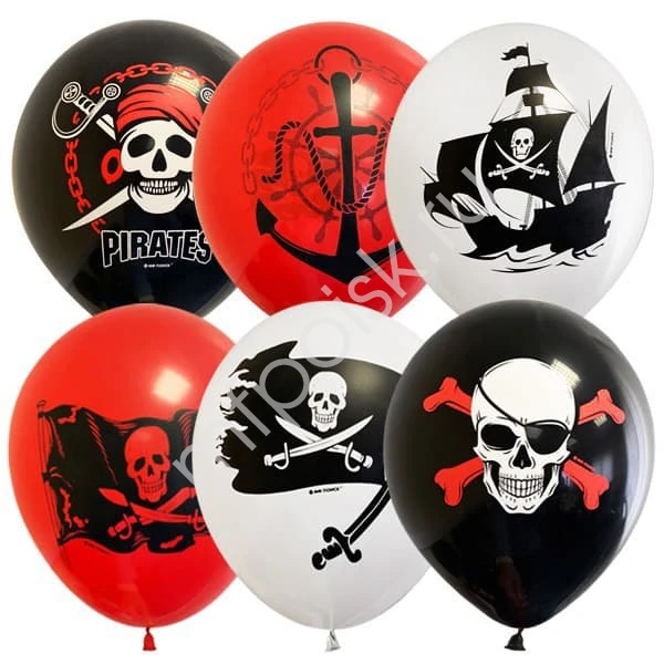 MP 12"/30см Набор шаров ассорти рис. Пираты 25 штук, упаковка