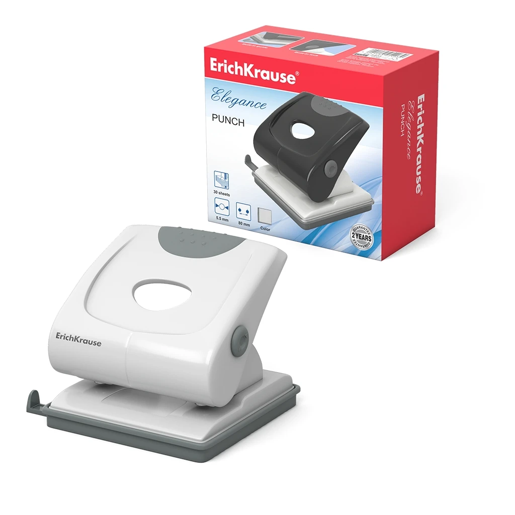 Дырокол Erich Krause Elegance до 30 листов, серый (в коробке по 1 шт.)