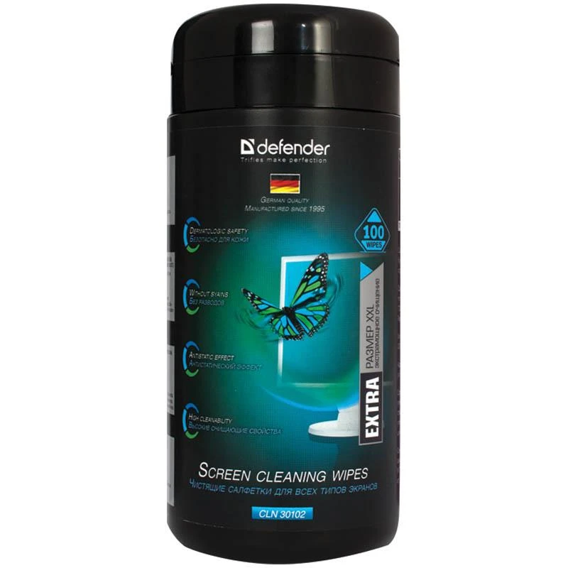 Туба с чист. салфетками DEFENDER 30102 для CRT, LCD мониторов 100шт.: 30102