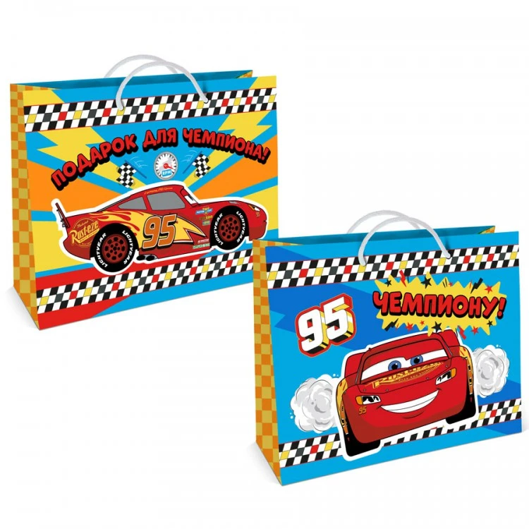 Тачки. Пакет подарочный большой - 4, 400*300*140 мм