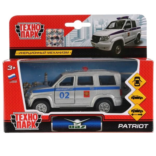 Машина металл UAZ patriot ПОЛИЦИЯ, 12 см, дв., багаж., инерция, Технопарк