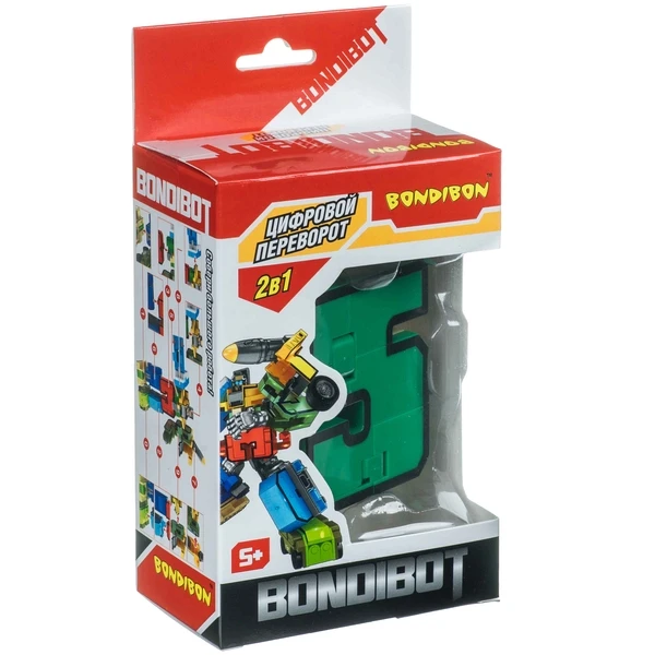 Трансформер 2в1 BONDIBOT Bondibon BOX 10,5?6?15,5 см,  цифра"5",