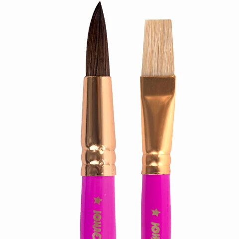 Кисти ЮНЛАНДИЯ, набор 2 шт. (из ворса пони круглая №10, из щетины плоская №12), Кисти ЮНЛАНДИЯ, набор 2 шт. (из ворса пони круглая №10, из щетины плоская №12),