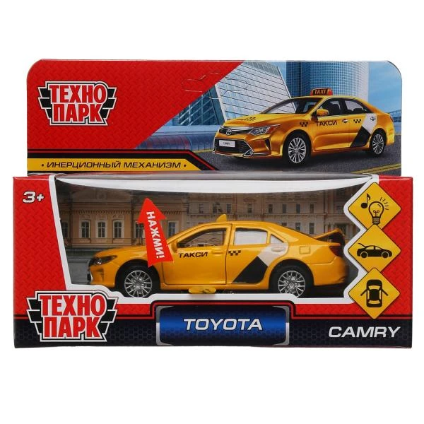Машина металл свет-звук TOYOTA CAMRY ТАКСИ 12 cm, двери, багаж, инерц, Технопарк