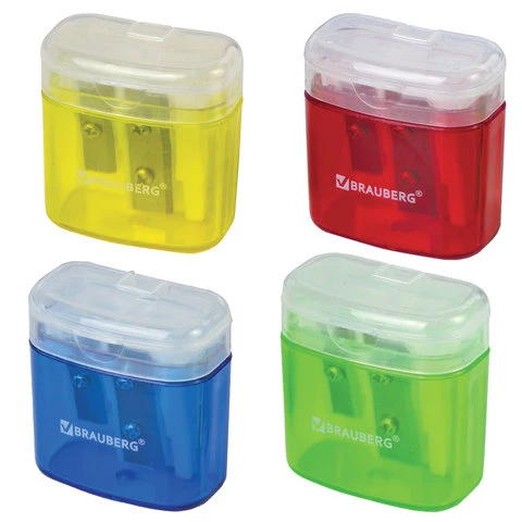 Точилка BRAUBERG "Chief" с контейнером, пластиковая, прямоугольная, 2
