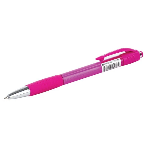 Ручка шариковая автоматическая BRAUBERG SUPER, СИНЯЯ, корпус розовый, узел 0,7