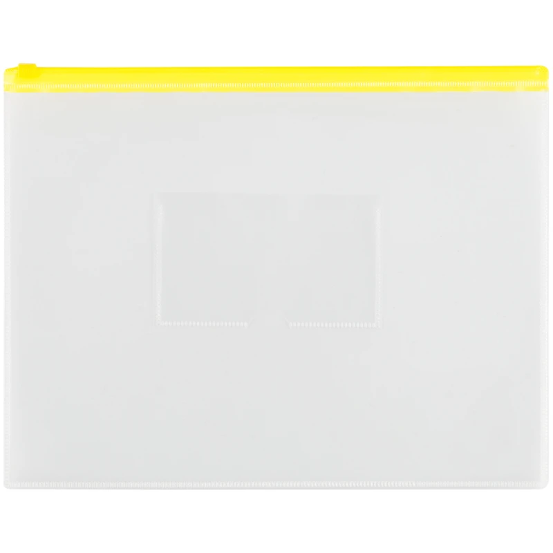 Папка-конверт на молнии OfficeSpace A4, прозрачная, 150мкм, молния желтая