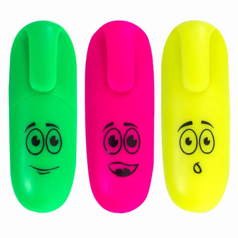 Набор текстовыделителей ЮНЛАНДИЯ 3 штуки, мини, АССОРТИ, "НЕОНЧИКИ",