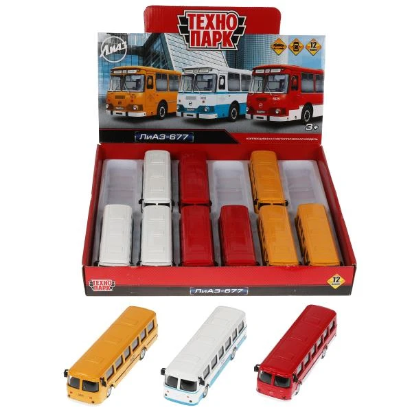 Модель металлическая лиаз АВТОБУС, 15 см, двери, инерц., в ассортименте, дисп.