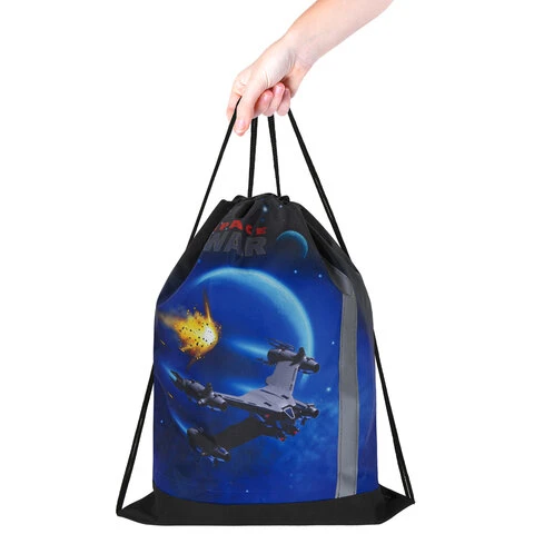 Мешок для обуви ЮНЛАНДИЯ, плотный, светоотражающая полоса, 46х36 см, "Space