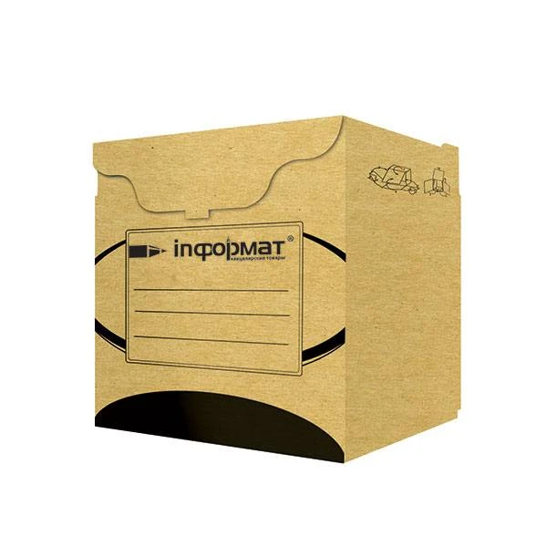 Короб архивный inФОРМАТ 330х310х340 мм бурый картон с крышкой собран.: RB63330N