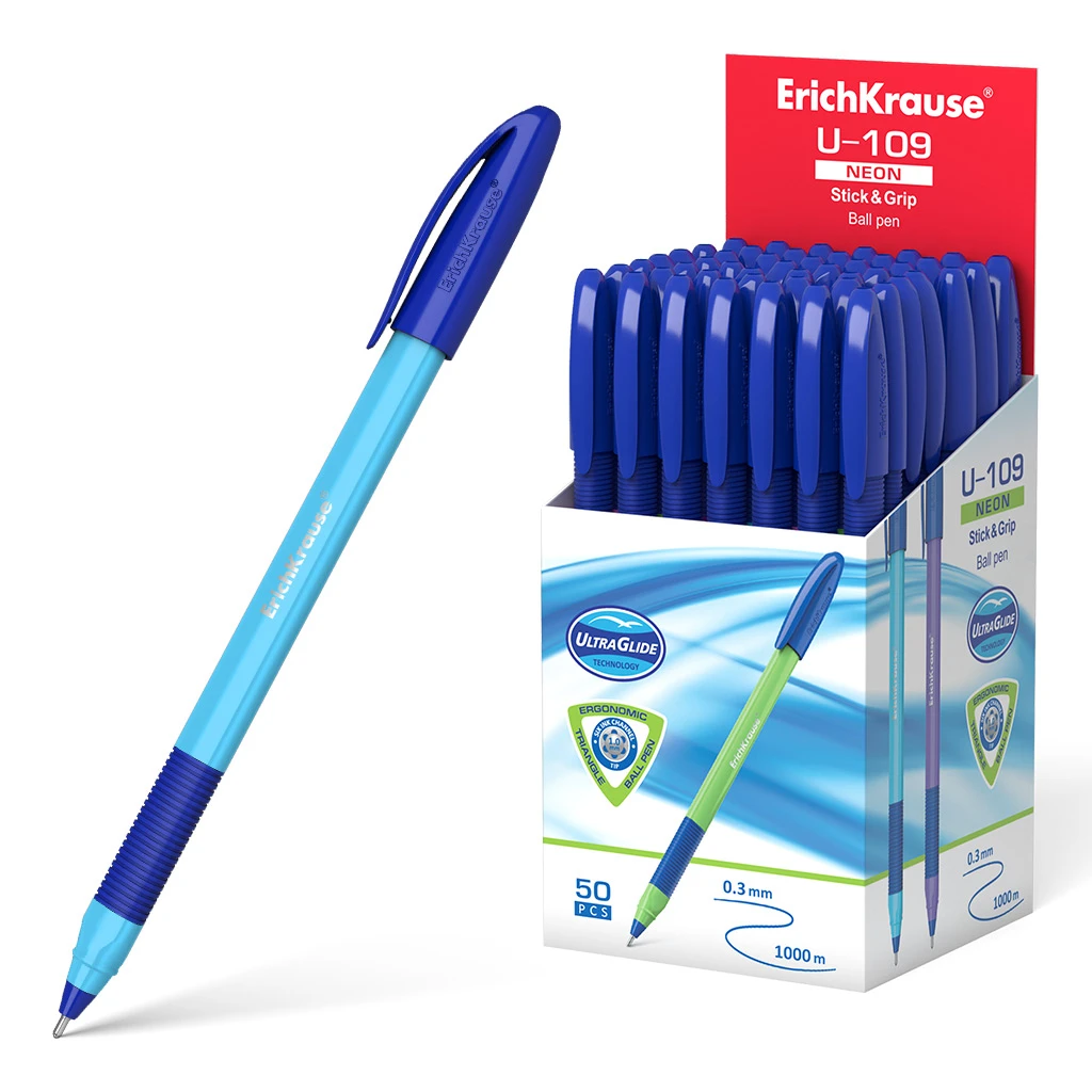 Ручка шариковая ErichKrause® U-109 Neon Stick&Grip 1.0, Ultra Glide Ручка шариковая ErichKrause® U-109 Neon Stick&Grip 1.0, Ultra Glide