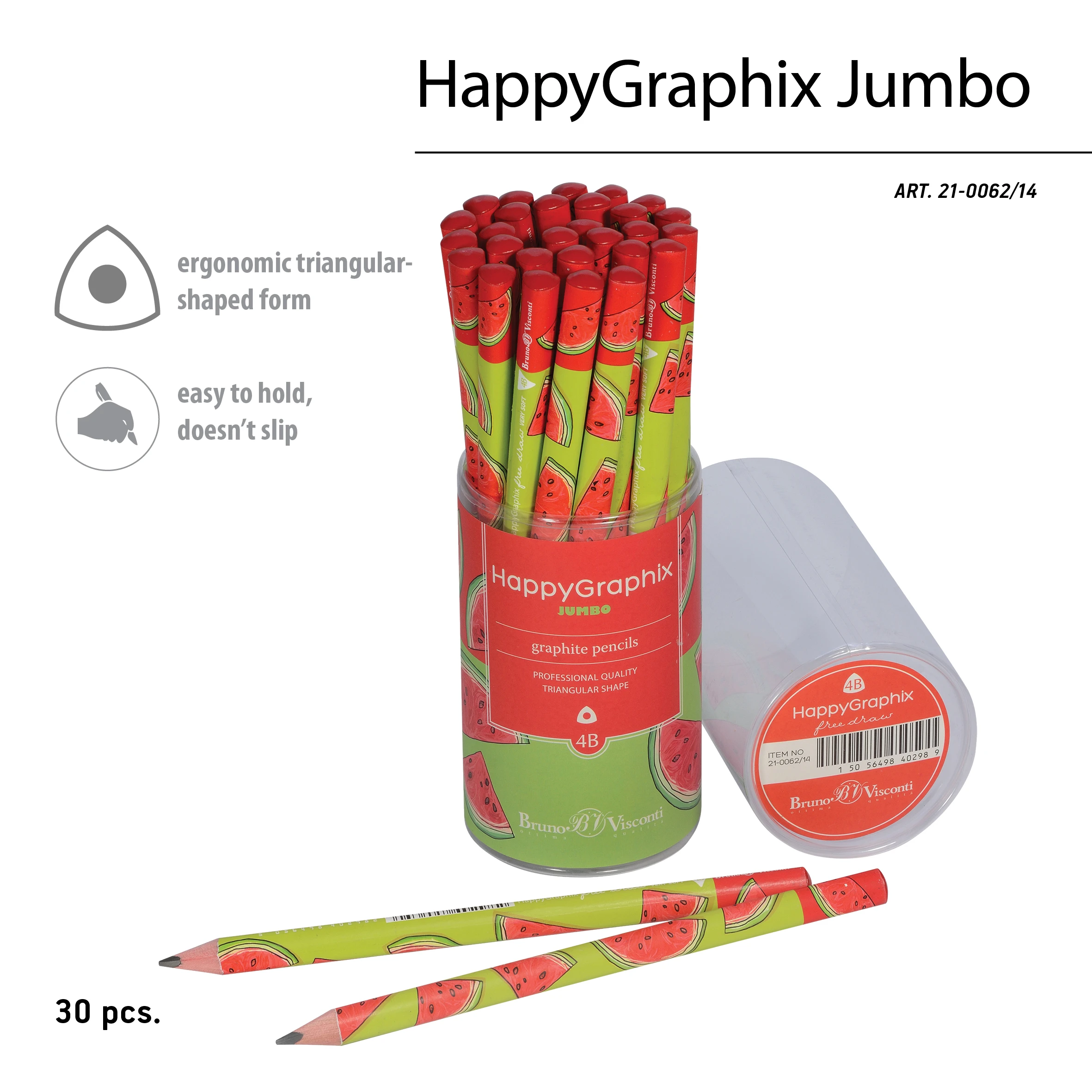 КАРАНДАШ ЧЕРНОГРАФИТОВЫЙ "HappyGraphix Jumbo. Fresh & fruity. КАРАНДАШ ЧЕРНОГРАФИТОВЫЙ "HappyGraphix Jumbo. Fresh & fruity.