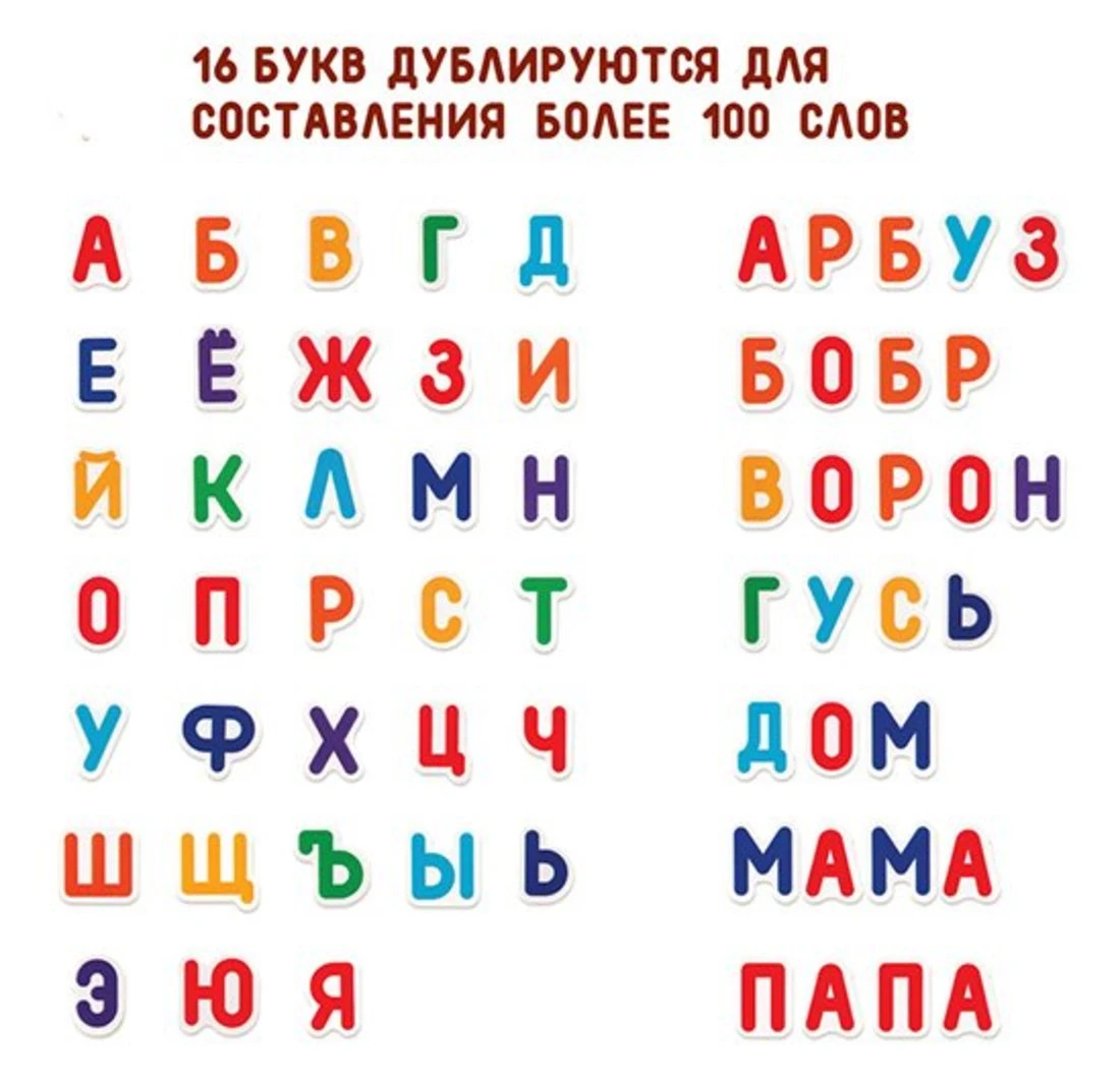 Набор магнитов "Буквы": 51 магнит (с повторением букв по частоте