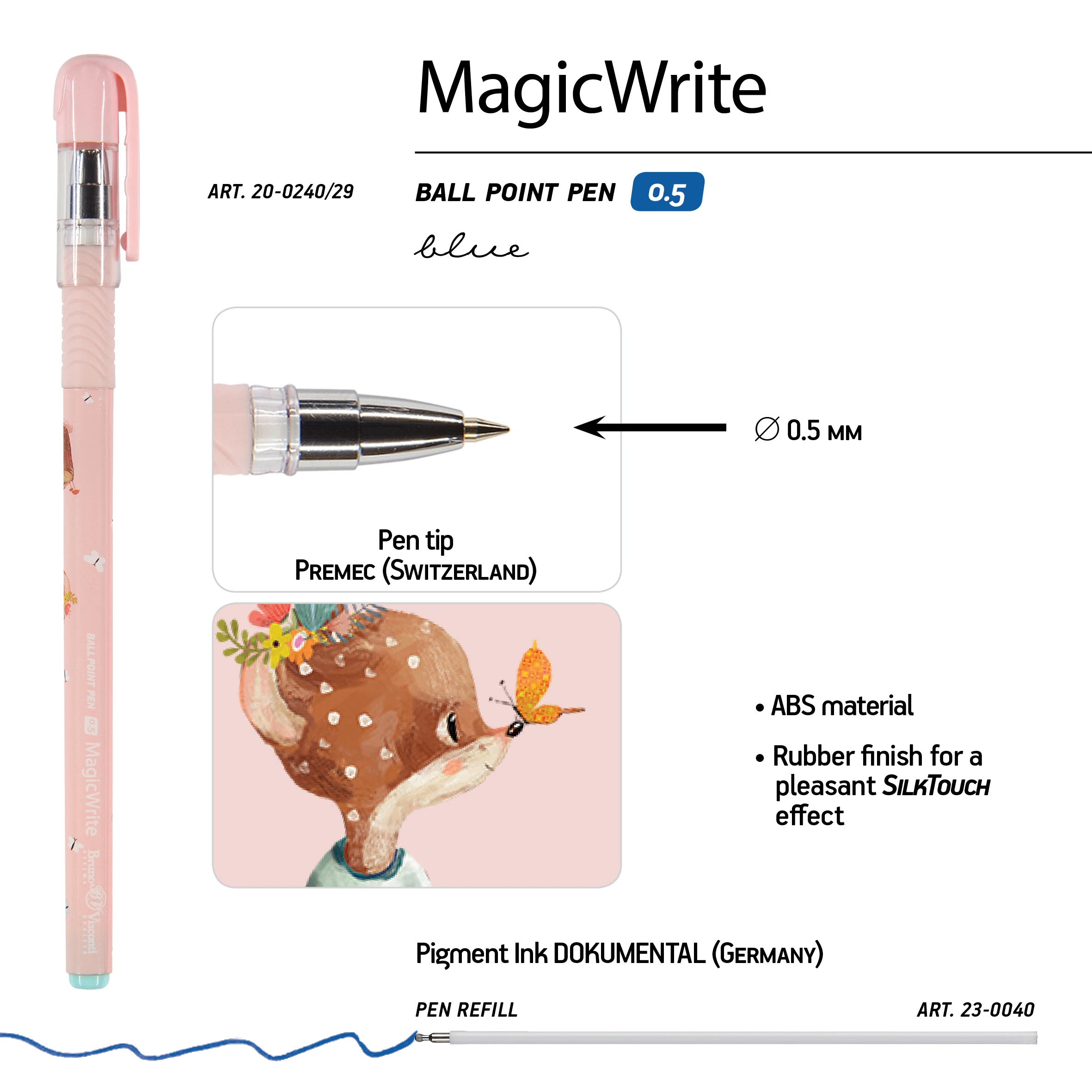 РУЧКА "MagicWrite. Forest Dream. Олененок на пеньке" ШАРИКОВАЯ, 0.5 РУЧКА "MagicWrite. Forest Dream. Олененок на пеньке" ШАРИКОВАЯ, 0.5