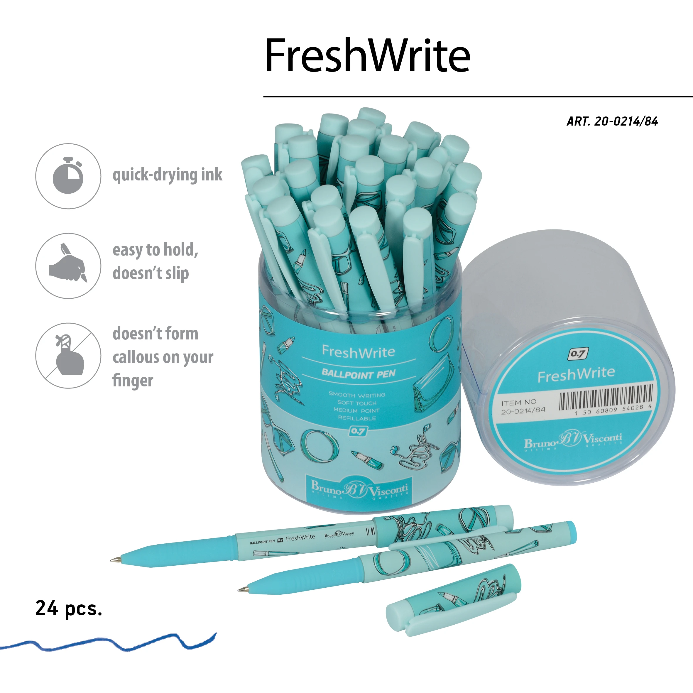 РУЧКА "FreshWrite. Life Style. Mint dream" ШАРИКОВАЯ 0.7 ММ, СИНЯЯ РУЧКА "FreshWrite. Life Style. Mint dream" ШАРИКОВАЯ 0.7 ММ, СИНЯЯ