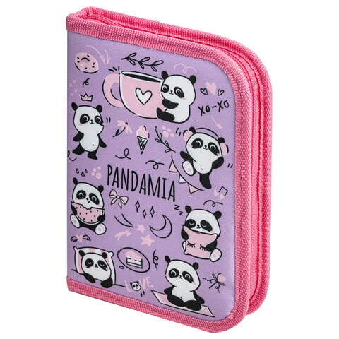 Пенал ПИФАГОР, 1 отделение, 1 откидная планка, полиэстер, 19х13 см, "Panda
